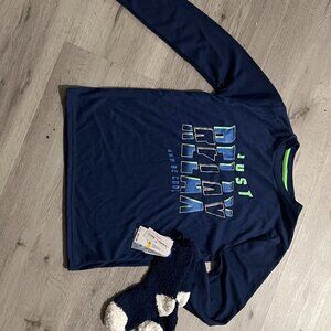 Max & Olivia Holiday Awesome 2 Piece Pajama Set, Unisex M (8/10) Plaid NWT